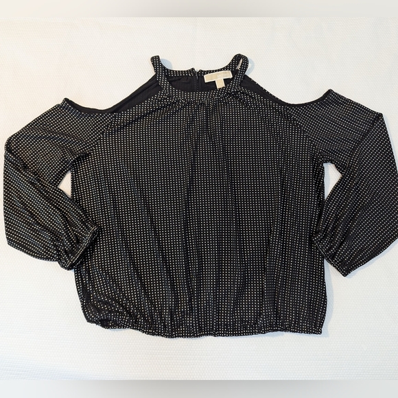 Michael kors cold shoulder smock long sleeve Black rhinestone size PXL. - Picture 4 of 9